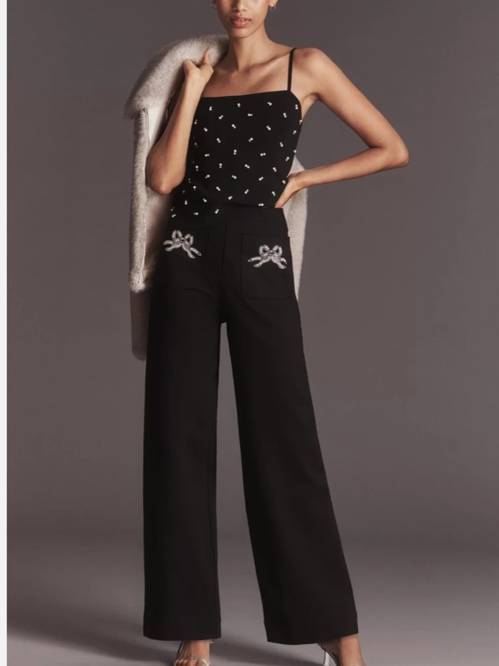 Anthropologie Maeve The Colette Full-Length Embroidered Bow Pocket Pants